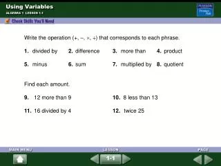 Using Variables