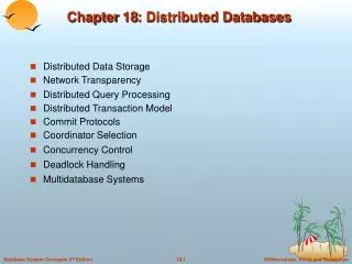 Chapter 18: Distributed Databases