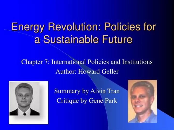 energy revolution policies for a sustainable future