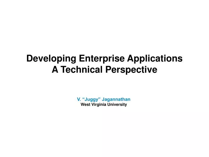 developing enterprise applications a technical perspective