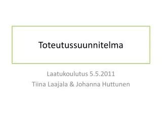 toteutussuunnitelma