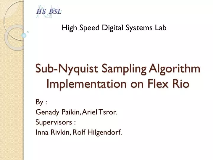 sub nyquist sampling algorithm implementation on flex rio