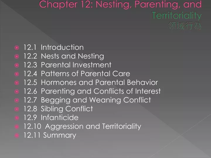 chapter 12 nesting parenting and territoriality