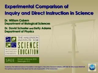Experimental Comparison of Inquiry and Direct Instruction in Science