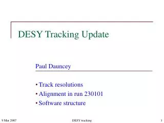 DESY Tracking Update