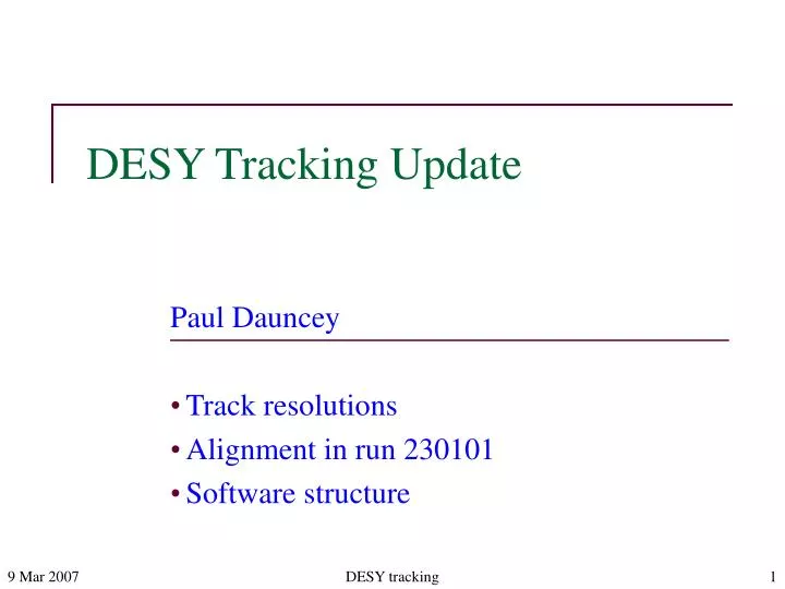desy tracking update