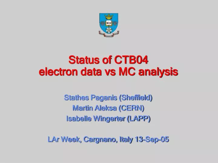 status of ctb04 electron data vs mc analysis
