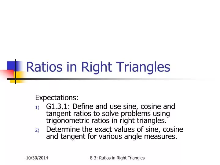 ratios in right triangles