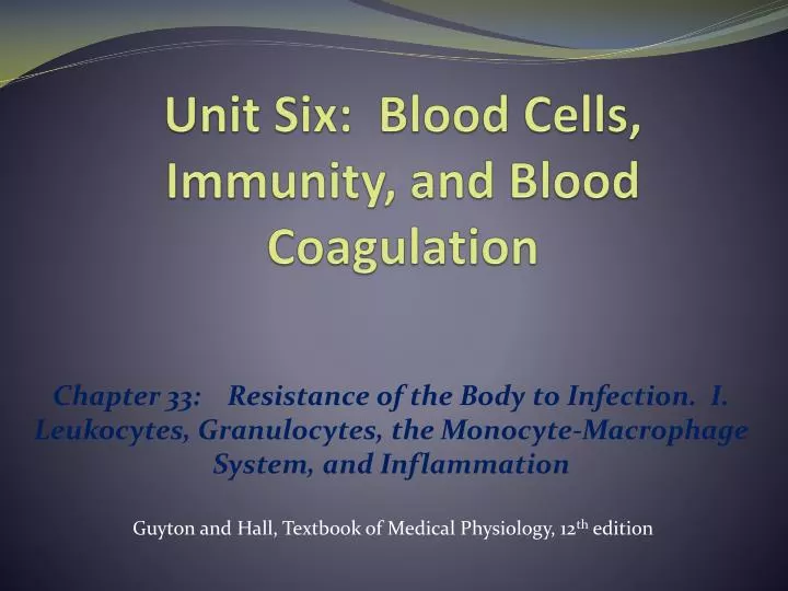 unit six blood cells immunity and blood coagulation