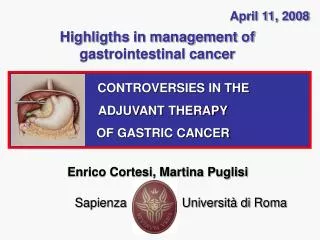 Highligths in management of gastrointestinal cancer