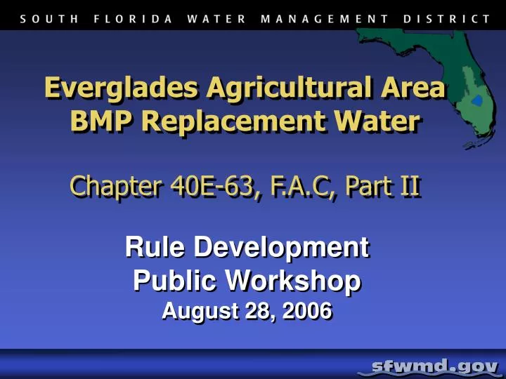 everglades agricultural area bmp replacement water chapter 40e 63 f a c part ii