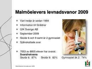 malm elevers levnadsvanor 2009
