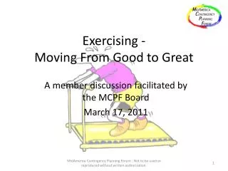 Exercising - Moving From Good to Great