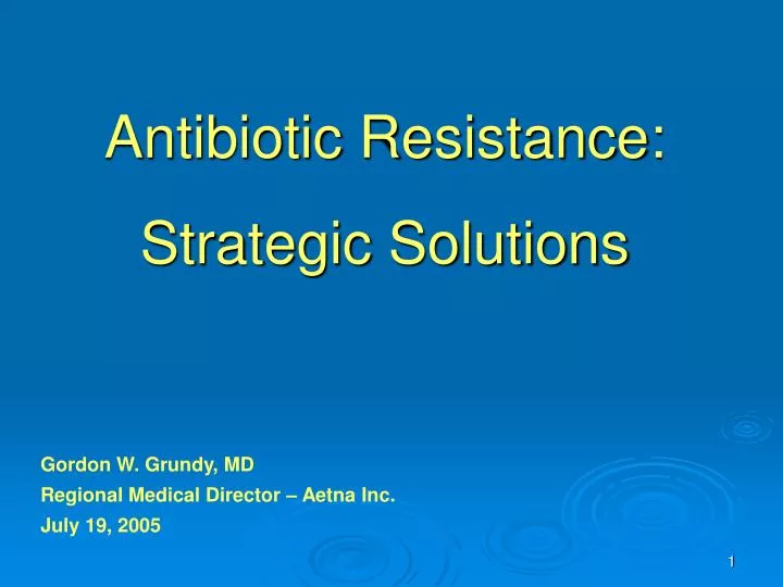 antibiotic resistance strategic solutions