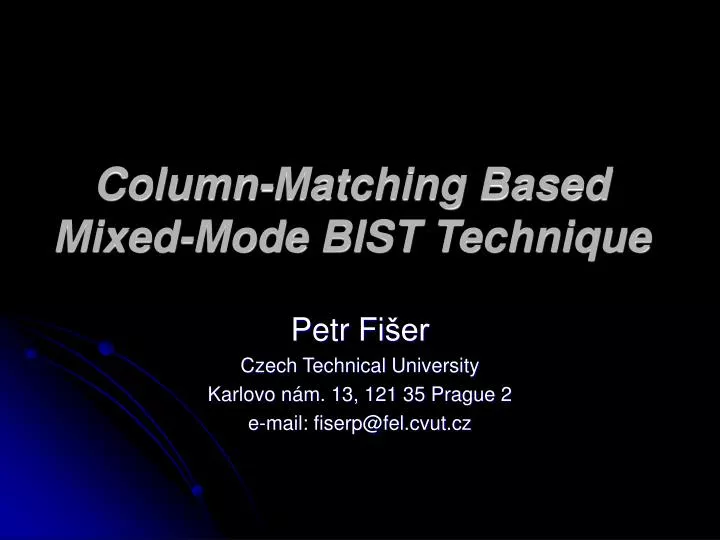 column matching based mixed mode bist technique