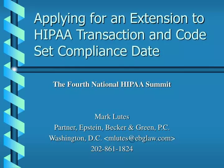 applying for an extension to hipaa transaction and code set compliance date