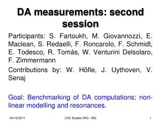 DA measurements: second session