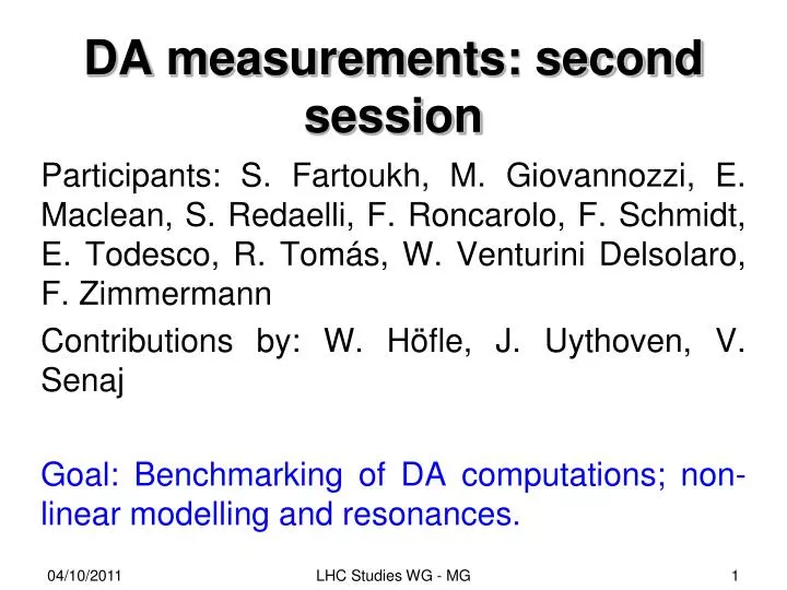 da measurements second session