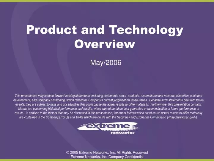 product and technology overview