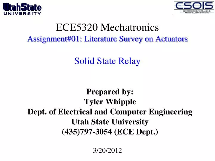 ece5320 mechatronics assignment 01 literature survey on actuators solid state relay