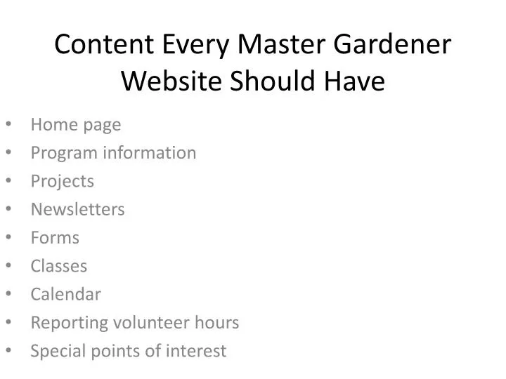content every master gardener website should have