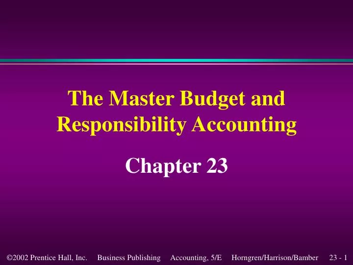 the master budget and responsibility accounting