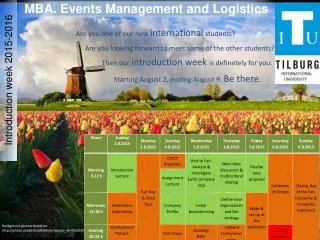MBA. Events Management and Logistics