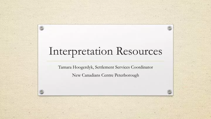 interpretation resources