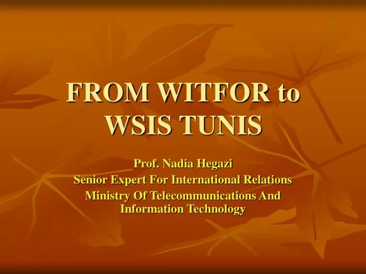 from witfor to wsis tunis