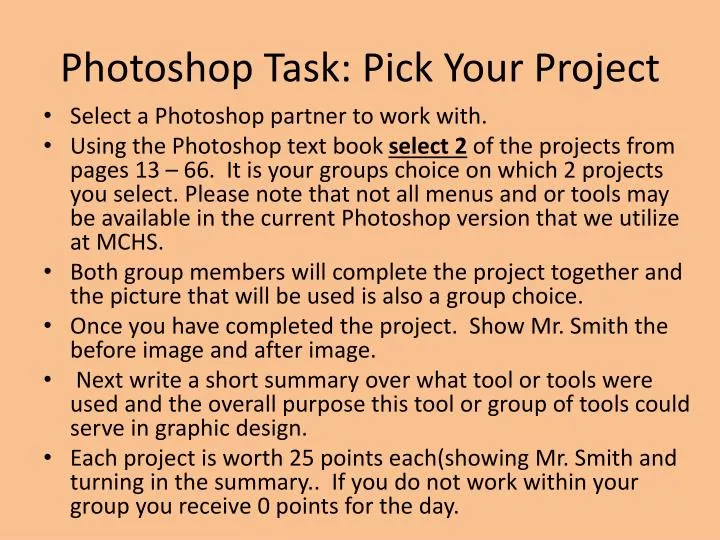 photoshop task pick your project