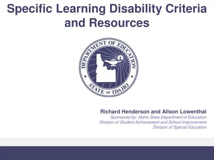specific learning disability criteria and resources