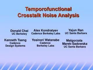 Temporofunctional Crosstalk Noise Analysis