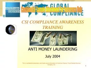 CSI COMPLIANCE AWARENESS TRAINING