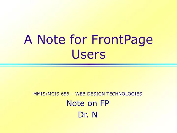 a note for frontpage users