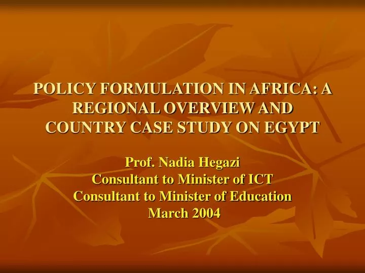 policy formulation in africa a regional overview and country case study on egypt