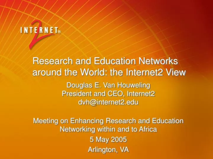 research and education networks around the world the internet2 view
