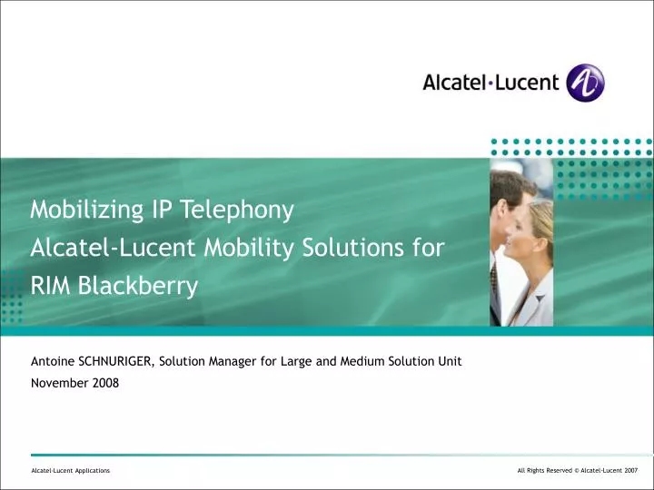 mobilizing ip telephony alcatel lucent mobility solutions for rim blackberry