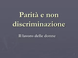 parit e non discriminazione