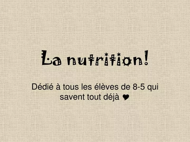 la nutrition