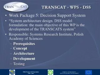 Work Package 5: Decision Support System