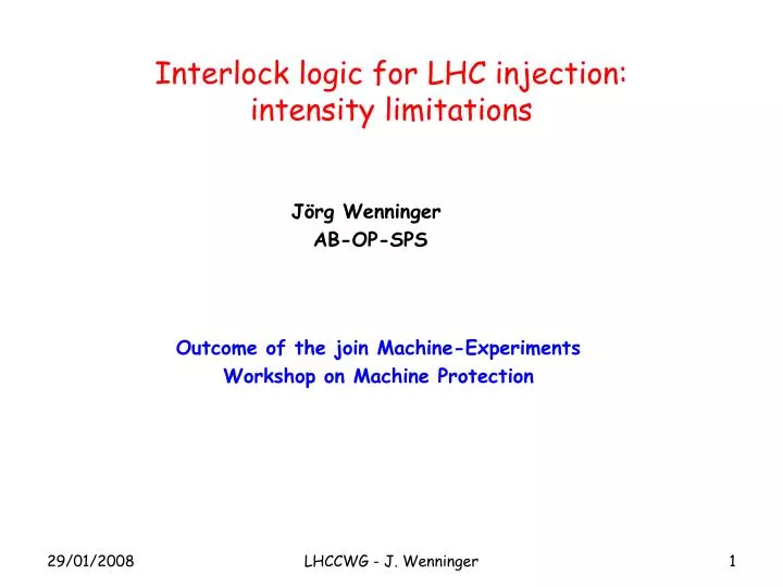interlock logic for lhc injection intensity limitations