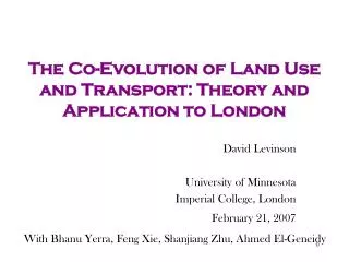 The Co-Evolution of Land Use and Transport: Theory and Application to London
