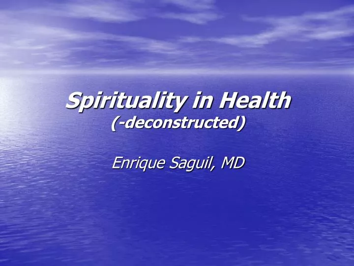 spirituality in health deconstructed