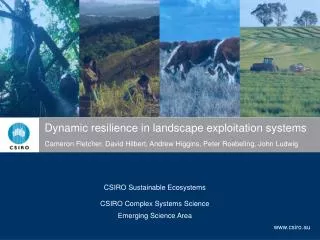 CSIRO Sustainable Ecosystems CSIRO Complex Systems Science Emerging Science Area