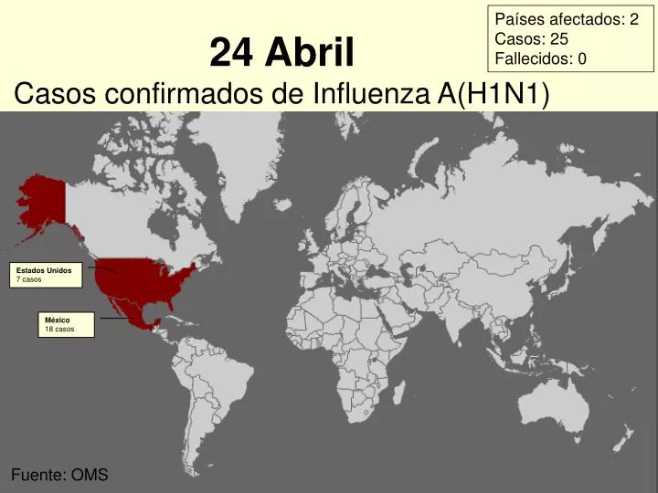 24 abril casos confirmados de influenza a h1n1