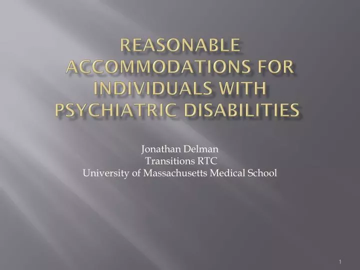 reasonable accommodations for individuals with psychiatric disabilities