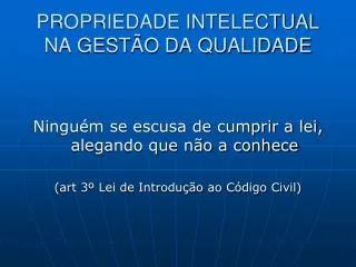 propriedade intelectual na gest o da qualidade