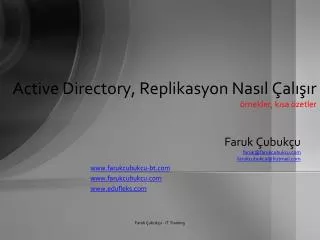 active directory replikasyon nas l al r rnekler k sa zetler