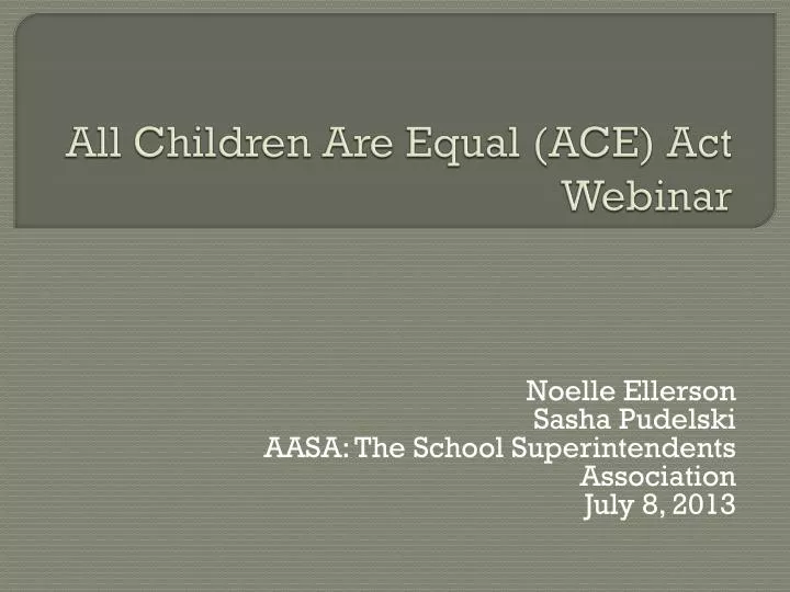 all children are equal ace act webinar