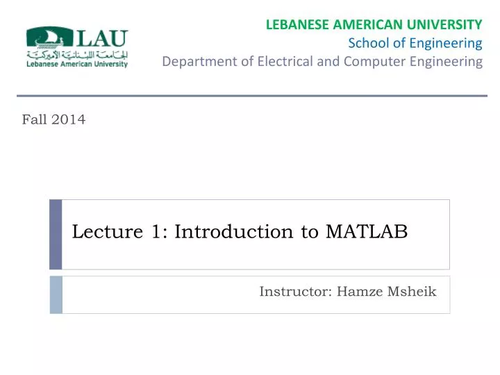 lecture 1 introduction to matlab